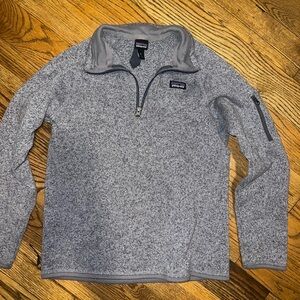 Patagonia Youth XL Zip-Up Sweater in Heather Gray/Lavender